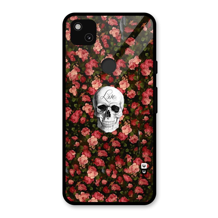 Floral Skull Love Glass Back Case for Google Pixel 4a
