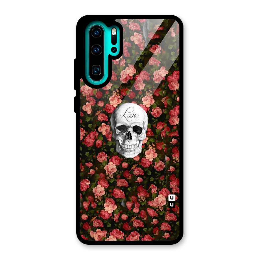 Floral Skull Love Glass Back Case for Huawei P30 Pro
