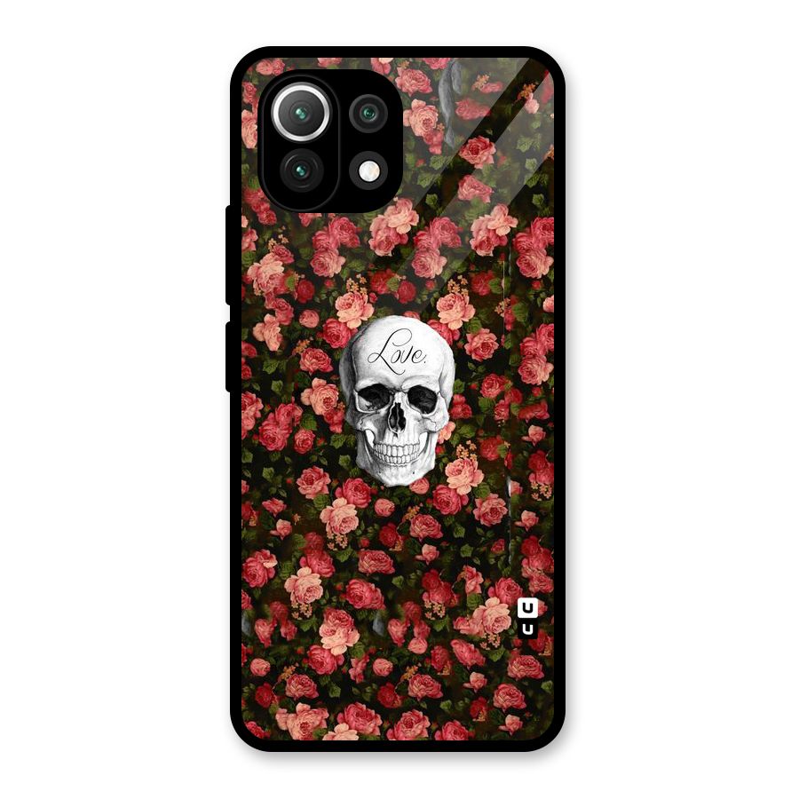 Floral Skull Love Glass Back Case for Mi 11 Lite