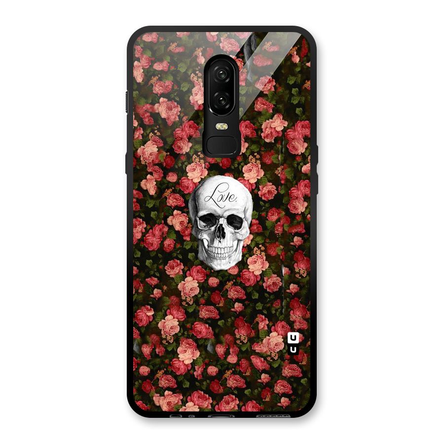 Floral Skull Love Glass Back Case for OnePlus 6