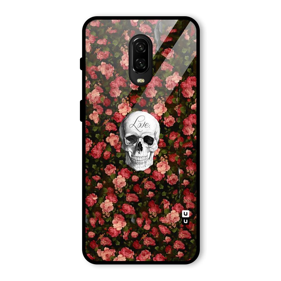 Floral Skull Love Glass Back Case for OnePlus 6T