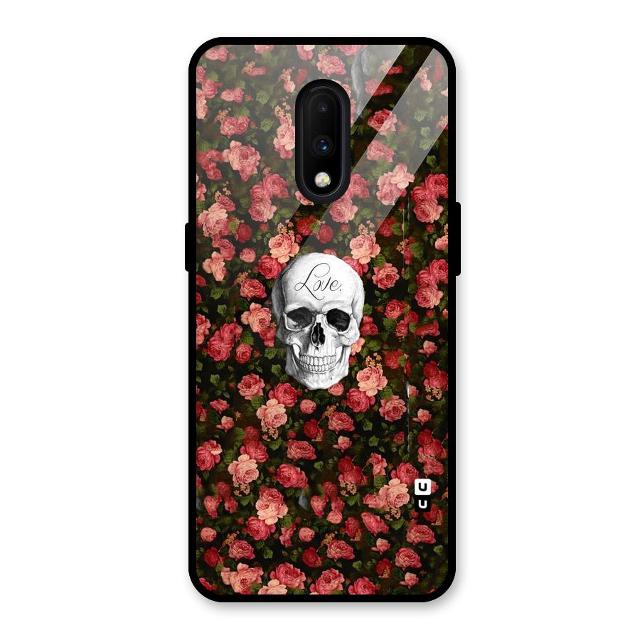 Floral Skull Love Glass Back Case for OnePlus 7