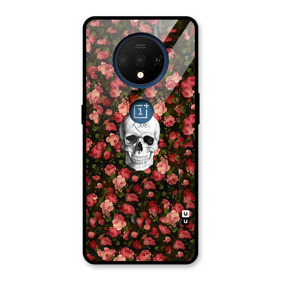 Floral Skull Love Glass Back Case for OnePlus 7T