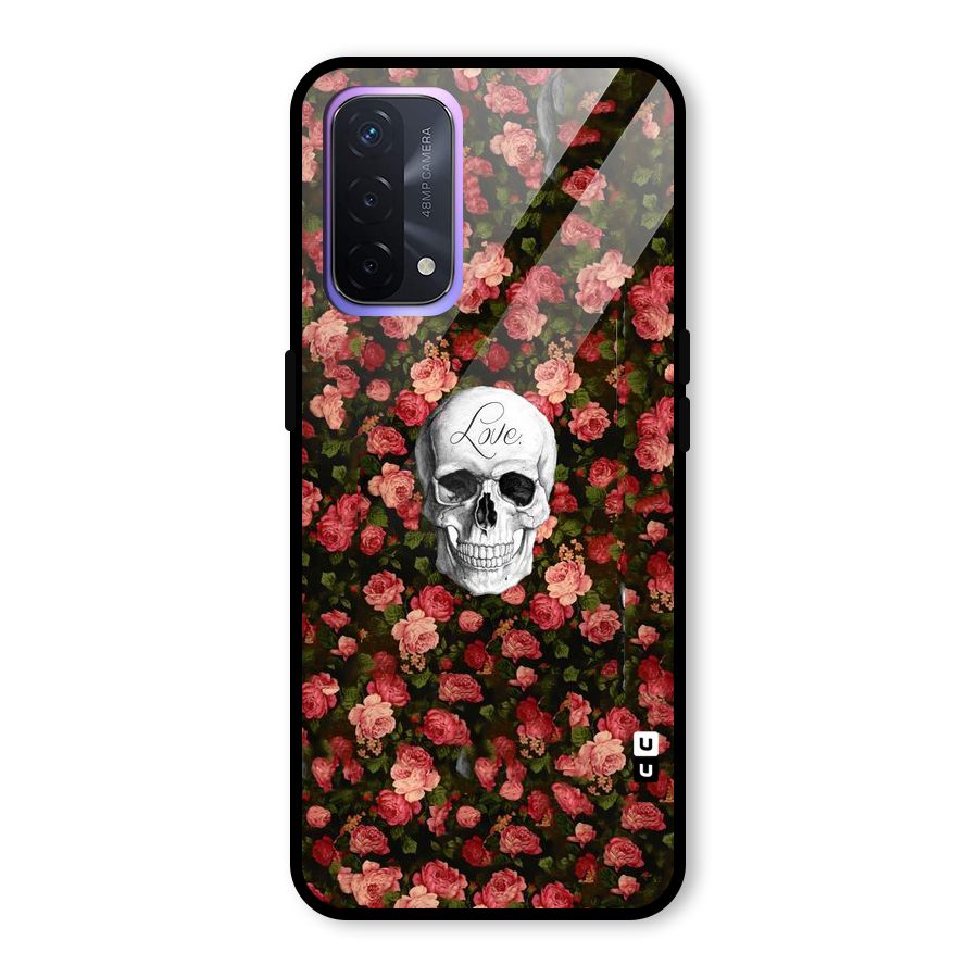 Floral Skull Love Glass Back Case for Oppo A74 5G