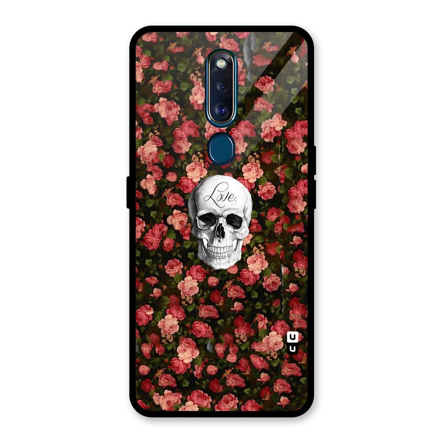 Floral Skull Love Glass Back Case for Oppo F11 Pro