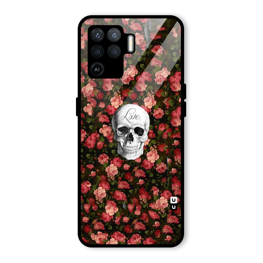 Floral Skull Love Glass Back Case for Oppo F19 Pro