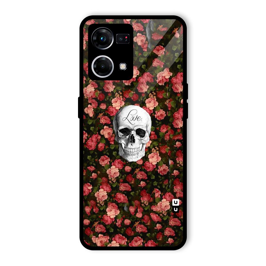 Floral Skull Love Glass Back Case for Oppo F21 Pro 5G