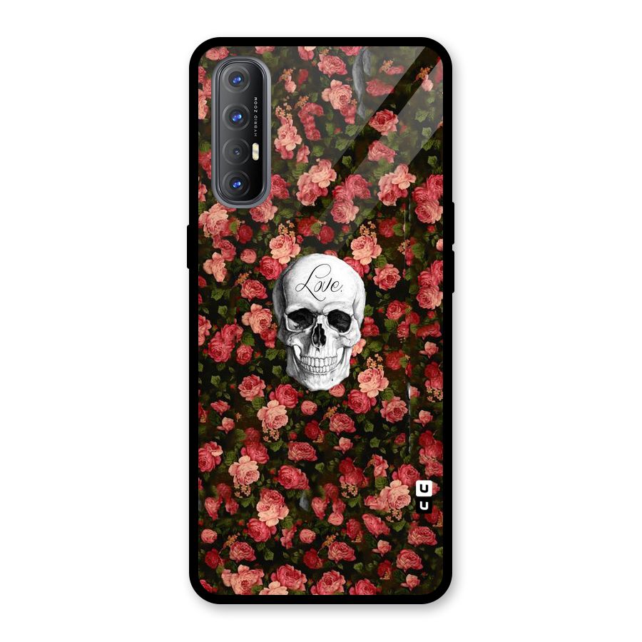 Floral Skull Love Glass Back Case for Oppo Reno3 Pro