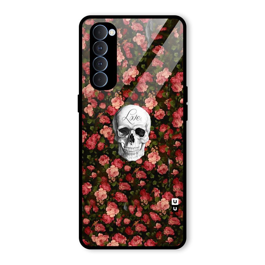 Floral Skull Love Glass Back Case for Oppo Reno4 Pro