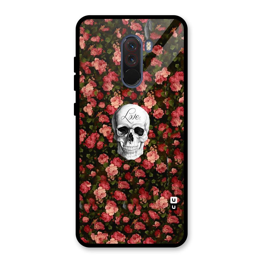 Floral Skull Love Glass Back Case for Poco F1
