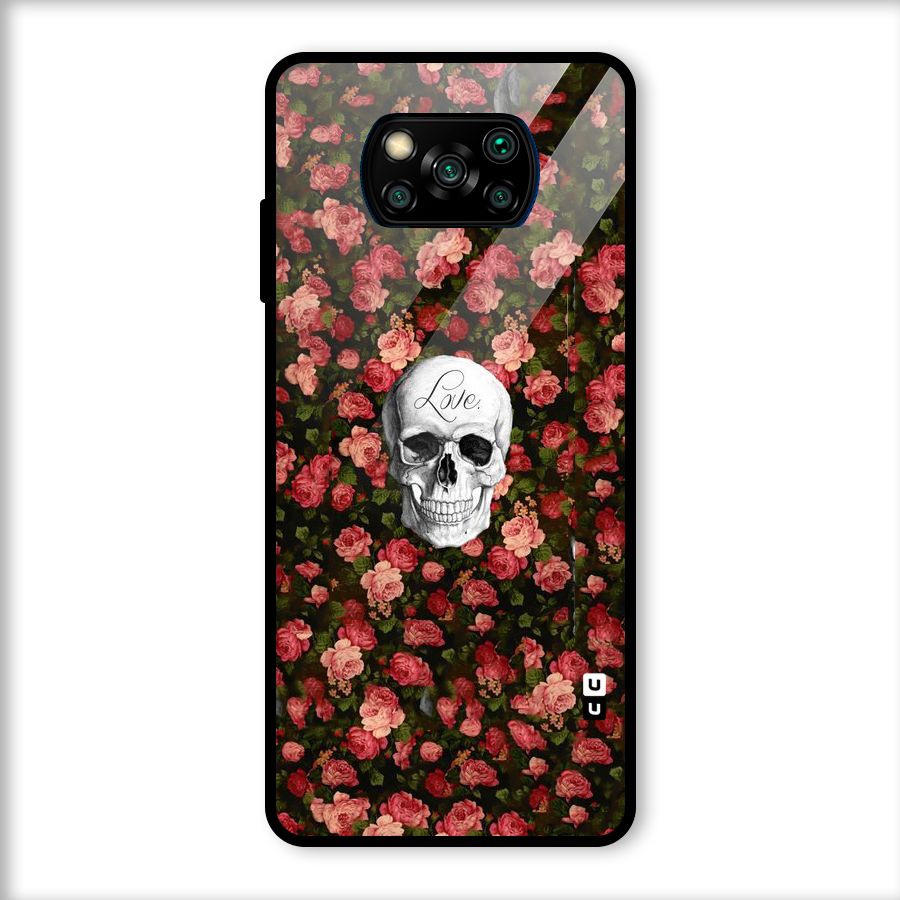 Floral Skull Love Glass Back Case for Poco X3