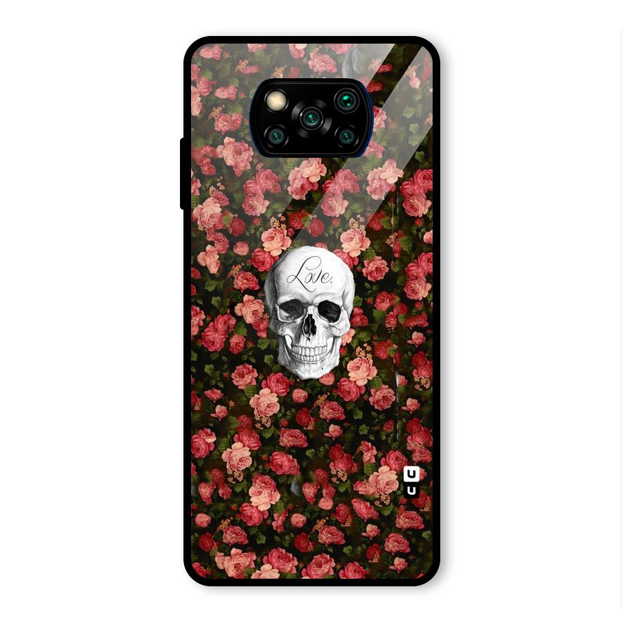 Floral Skull Love Glass Back Case for Poco X3 Pro