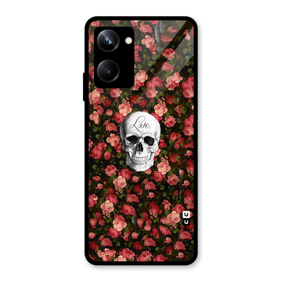 Floral Skull Love Glass Back Case for Realme 10 Pro