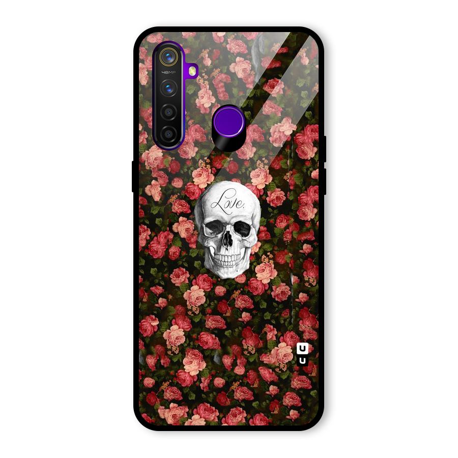 Floral Skull Love Glass Back Case for Realme 5 Pro