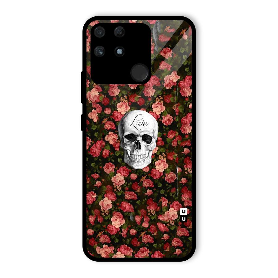 Floral Skull Love Glass Back Case for Realme Narzo 50A