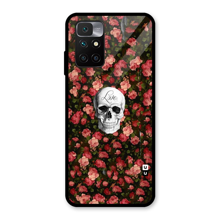 Floral Skull Love Glass Back Case for Redmi 10 Prime