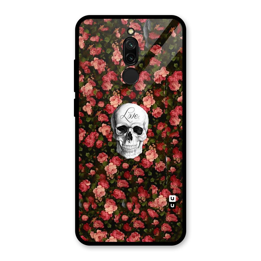 Floral Skull Love Glass Back Case for Redmi 8