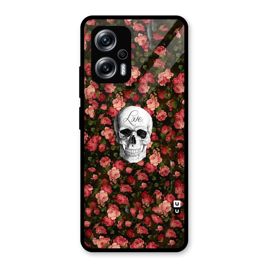 Floral Skull Love Glass Back Case for Redmi K50i