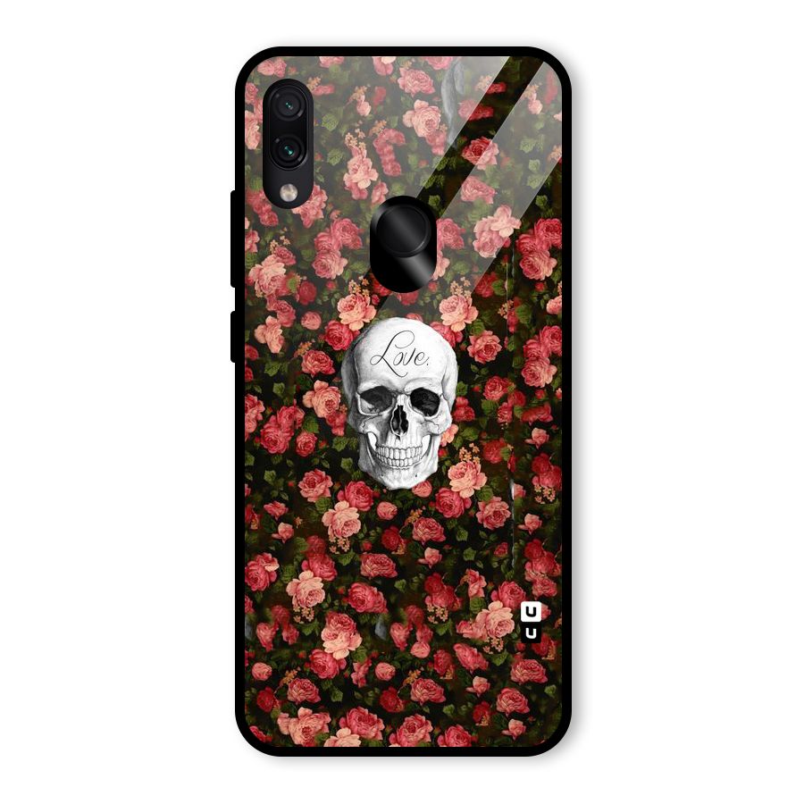 Floral Skull Love Glass Back Case for Redmi Note 7S