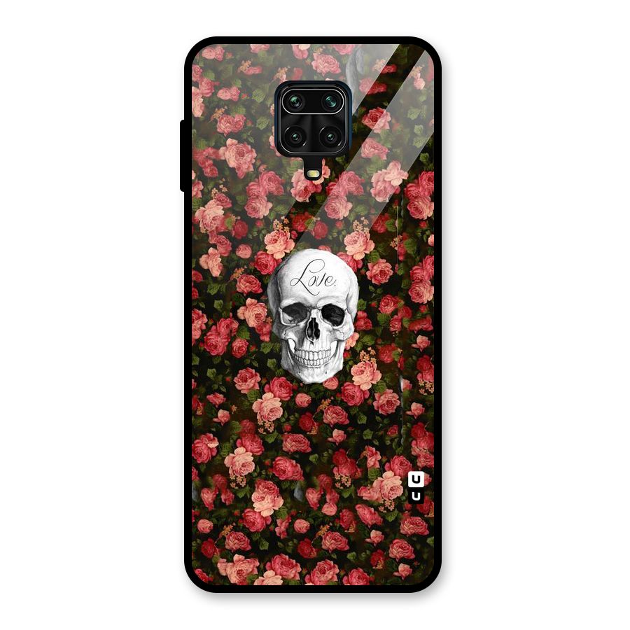 Floral Skull Love Glass Back Case for Redmi Note 9 Pro