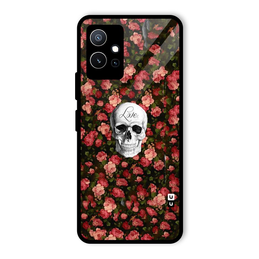 Floral Skull Love Glass Back Case for Vivo T1 5G