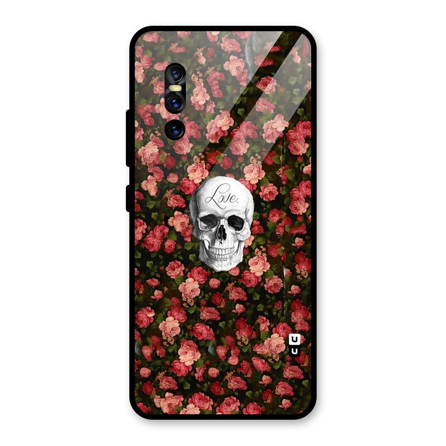 Floral Skull Love Glass Back Case for Vivo V15 Pro