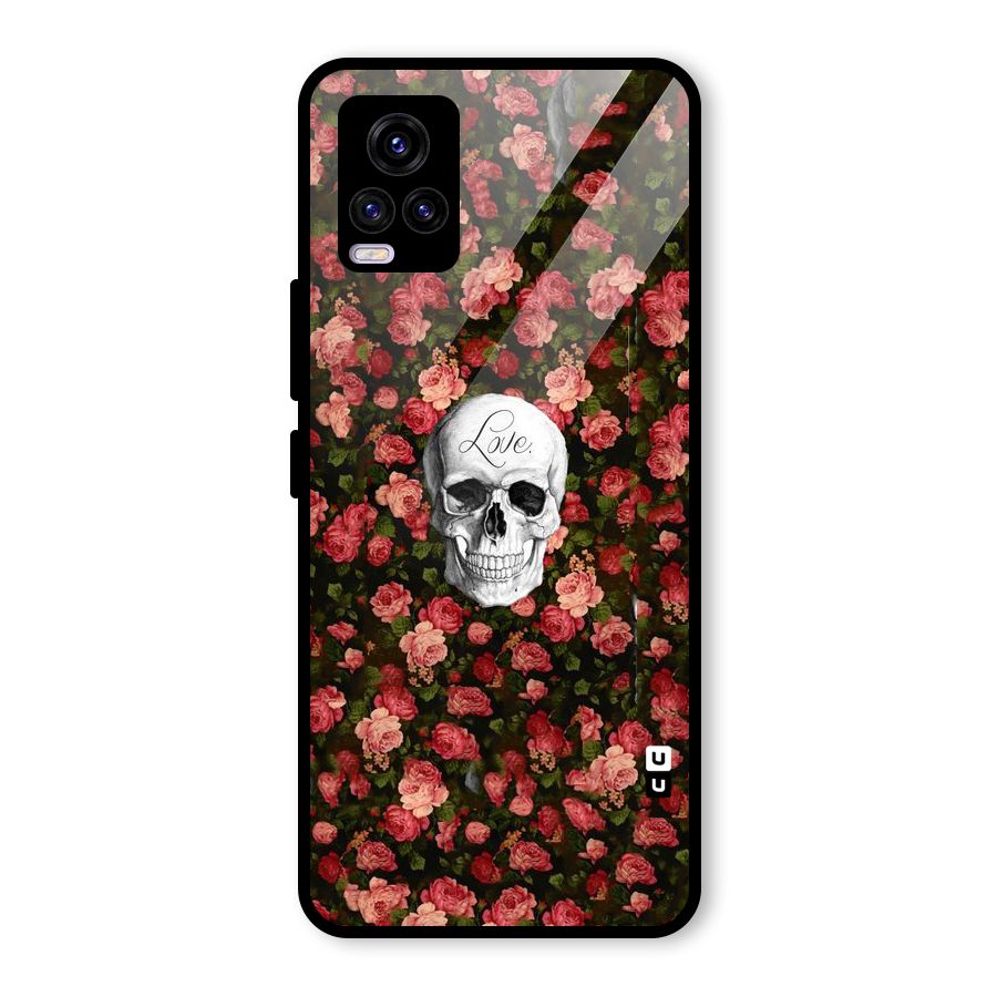 Floral Skull Love Glass Back Case for Vivo V20