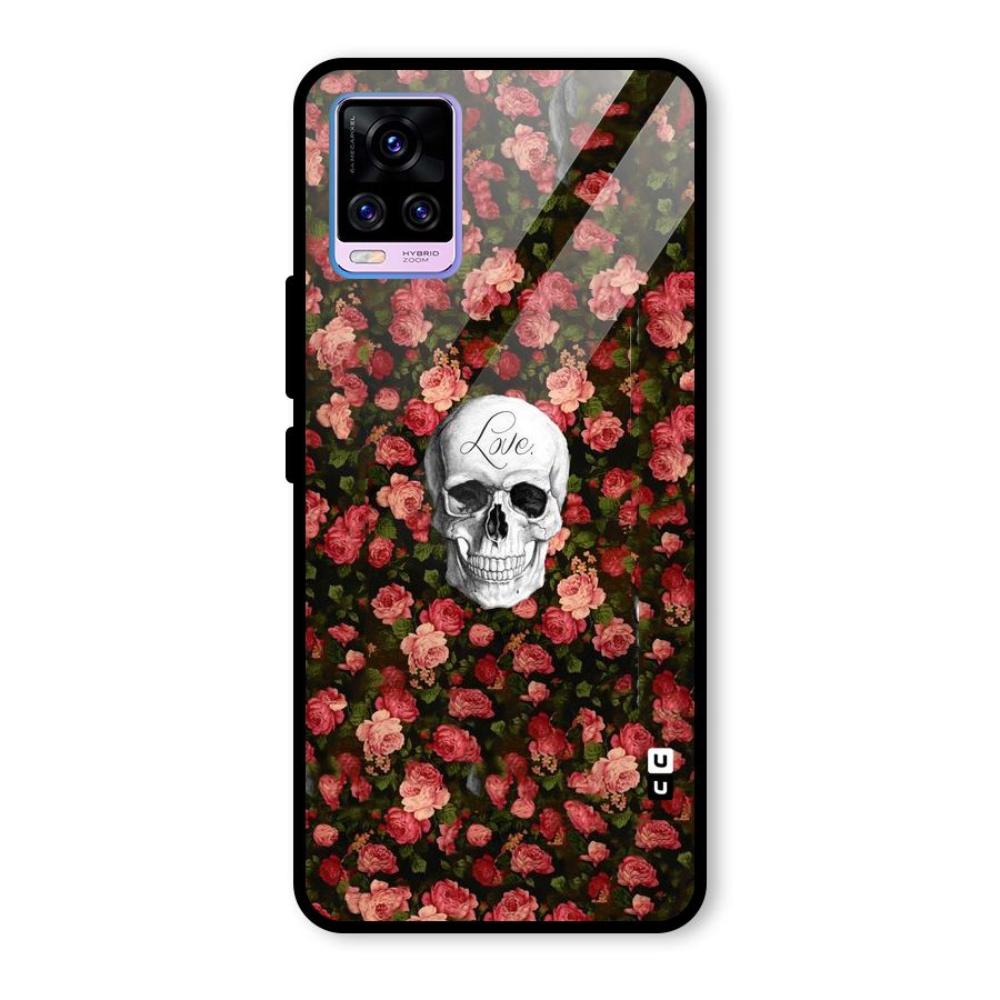 Floral Skull Love Glass Back Case for Vivo V20 Pro