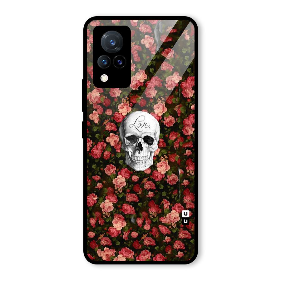Floral Skull Love Glass Back Case for Vivo V21 5G