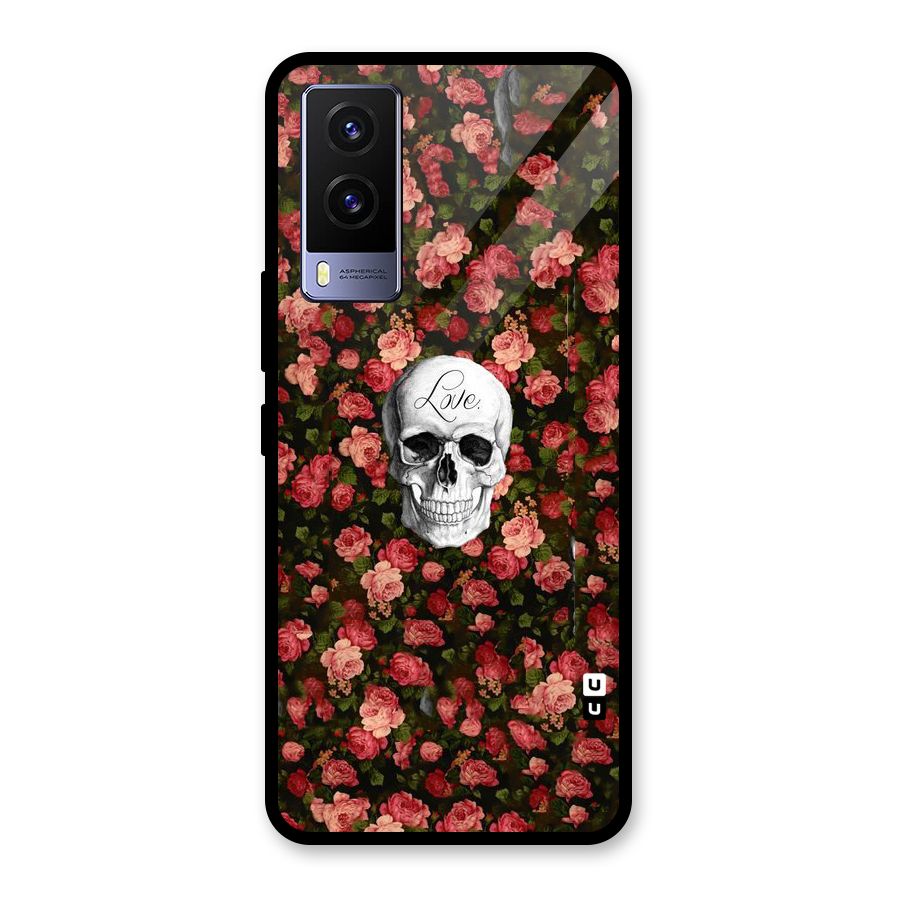 Floral Skull Love Glass Back Case for Vivo V21e 5G