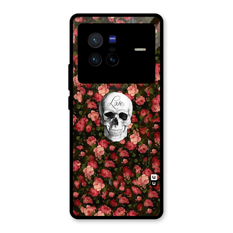 Floral Skull Love Glass Back Case for Vivo X80