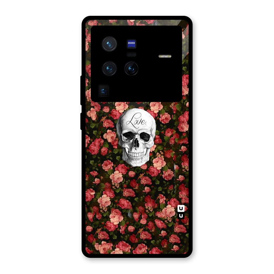 Floral Skull Love Glass Back Case for Vivo X80 Pro