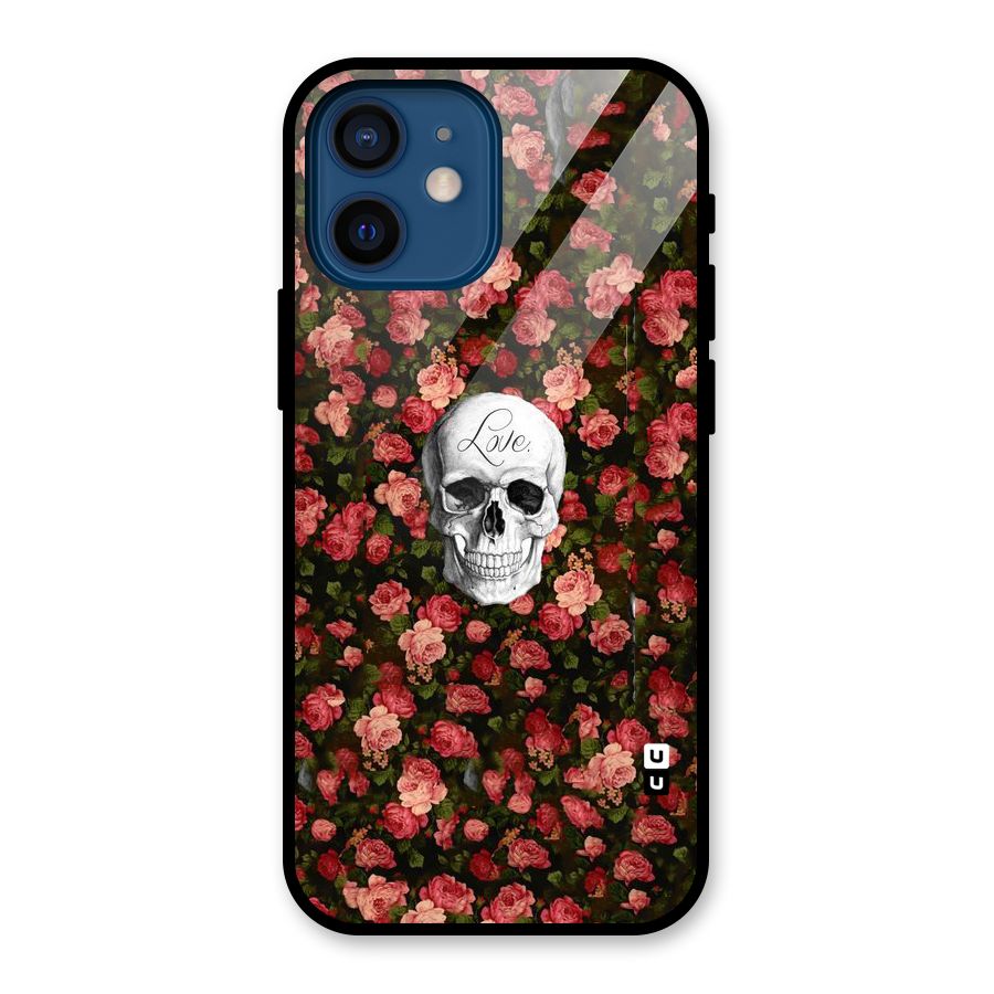 Floral Skull Love Glass Back Case for iPhone 12 Mini