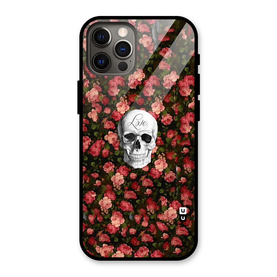 Floral Skull Love Glass Back Case for iPhone 12 Pro
