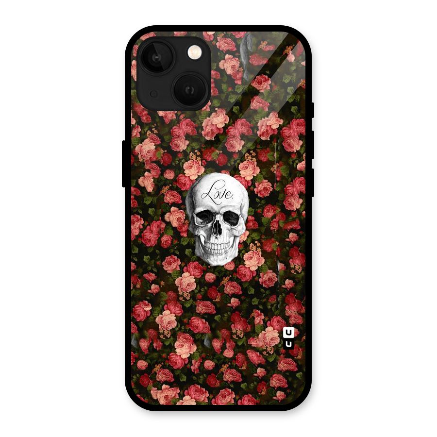 Floral Skull Love Glass Back Case for iPhone 13