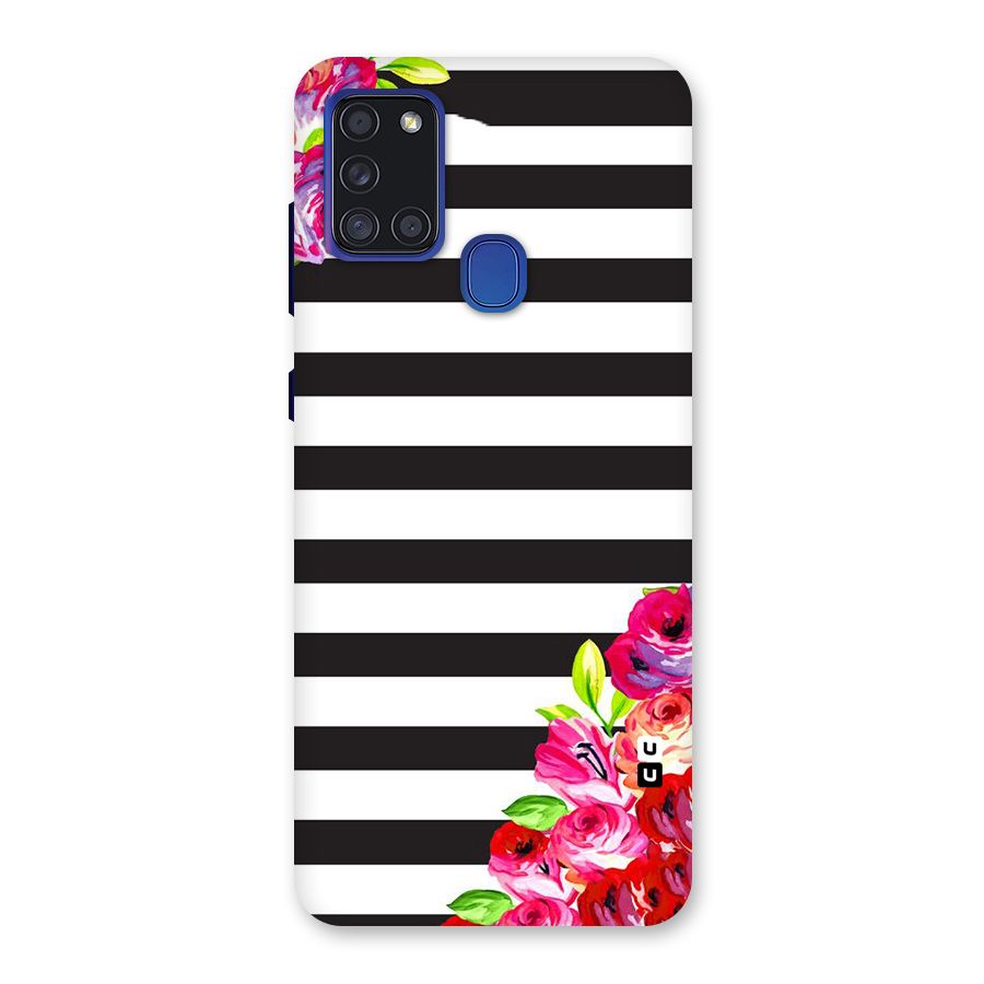 Floral Stripes Back Case for Galaxy A21s