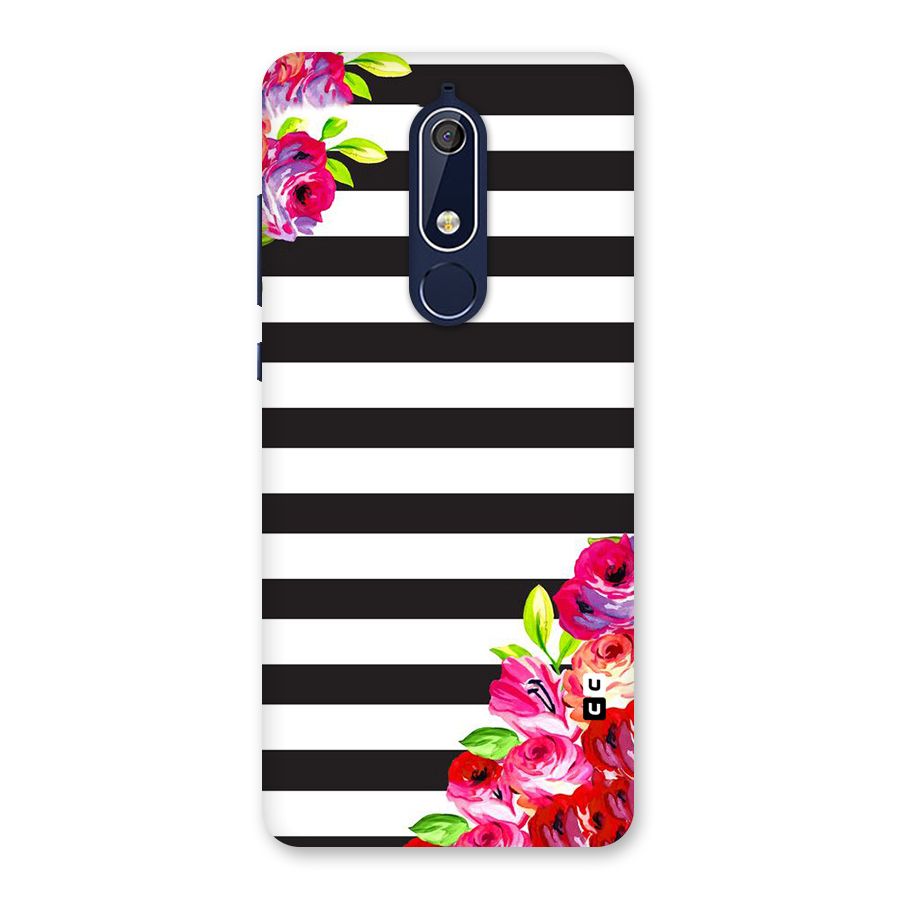 Floral Stripes Back Case for Nokia 5.1