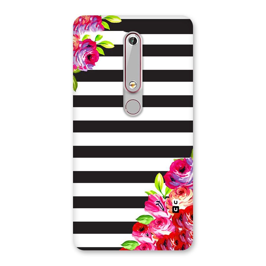 Floral Stripes Back Case for Nokia 6.1