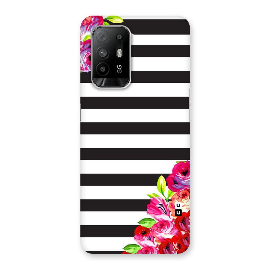 Floral Stripes Back Case for Oppo F19 Pro Plus 5G