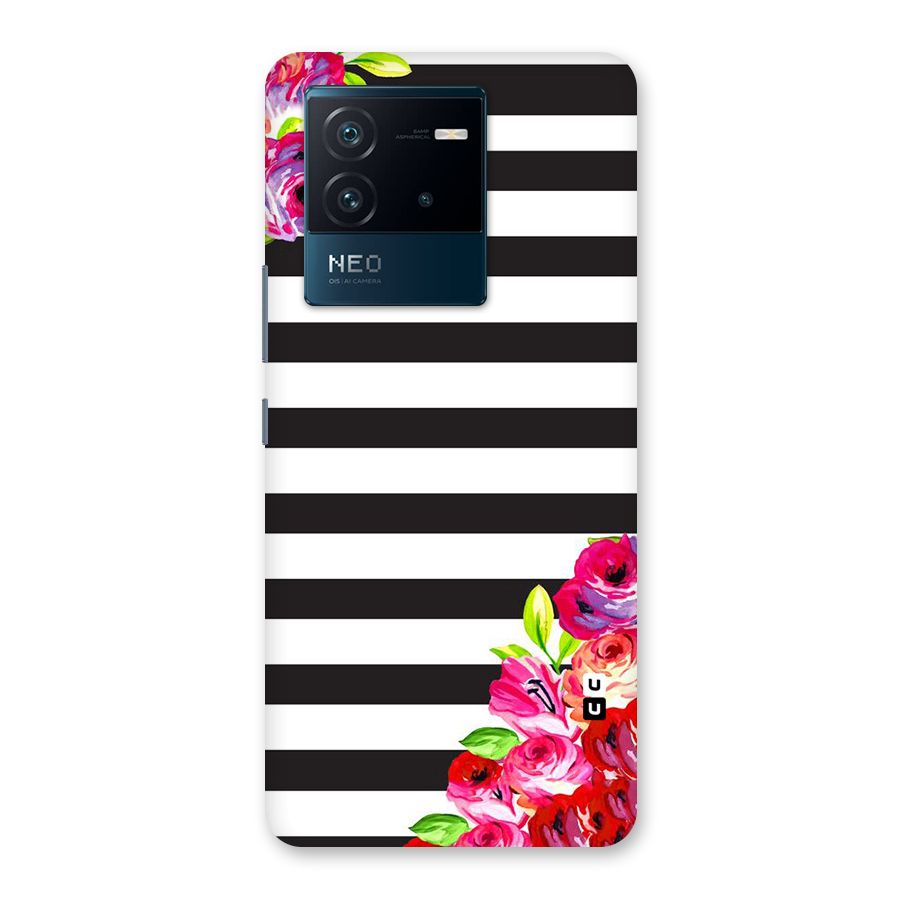 Floral Stripes Back Case for Vivo iQOO Neo 6 5G