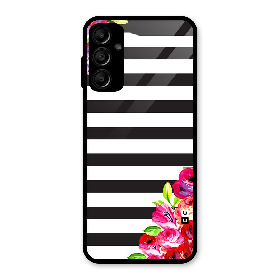 Floral Stripes Glass Back Case for Galaxy A14 5G
