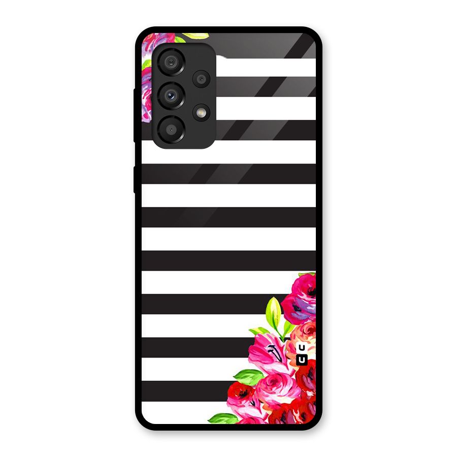 Floral Stripes Glass Back Case for Galaxy A33 5G