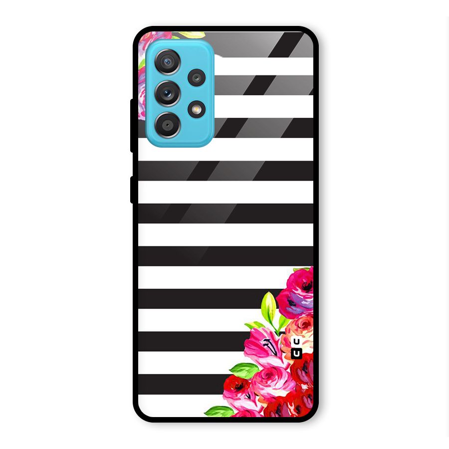 Floral Stripes Glass Back Case for Galaxy A52s 5G