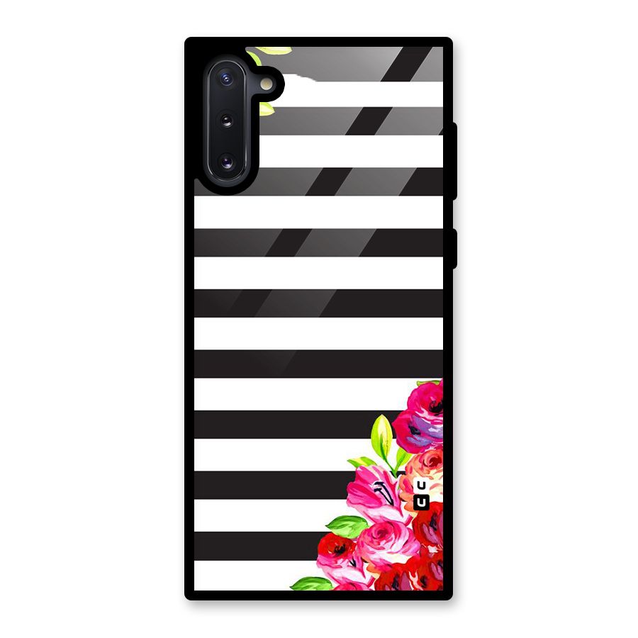 Floral Stripes Glass Back Case for Galaxy Note 10