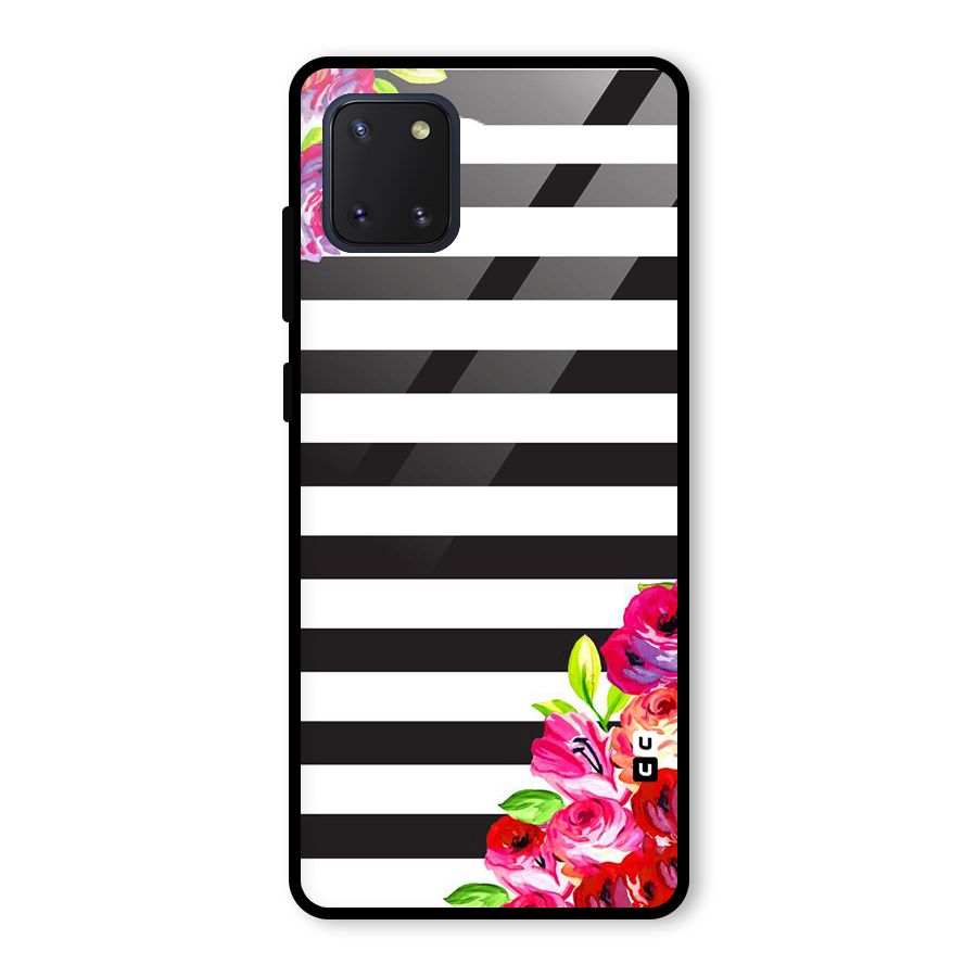 Floral Stripes Glass Back Case for Galaxy Note 10 Lite