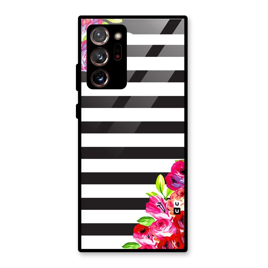 Floral Stripes Glass Back Case for Galaxy Note 20 Ultra