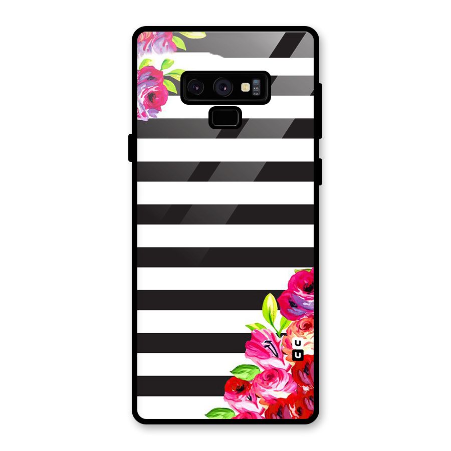 Floral Stripes Glass Back Case for Galaxy Note 9