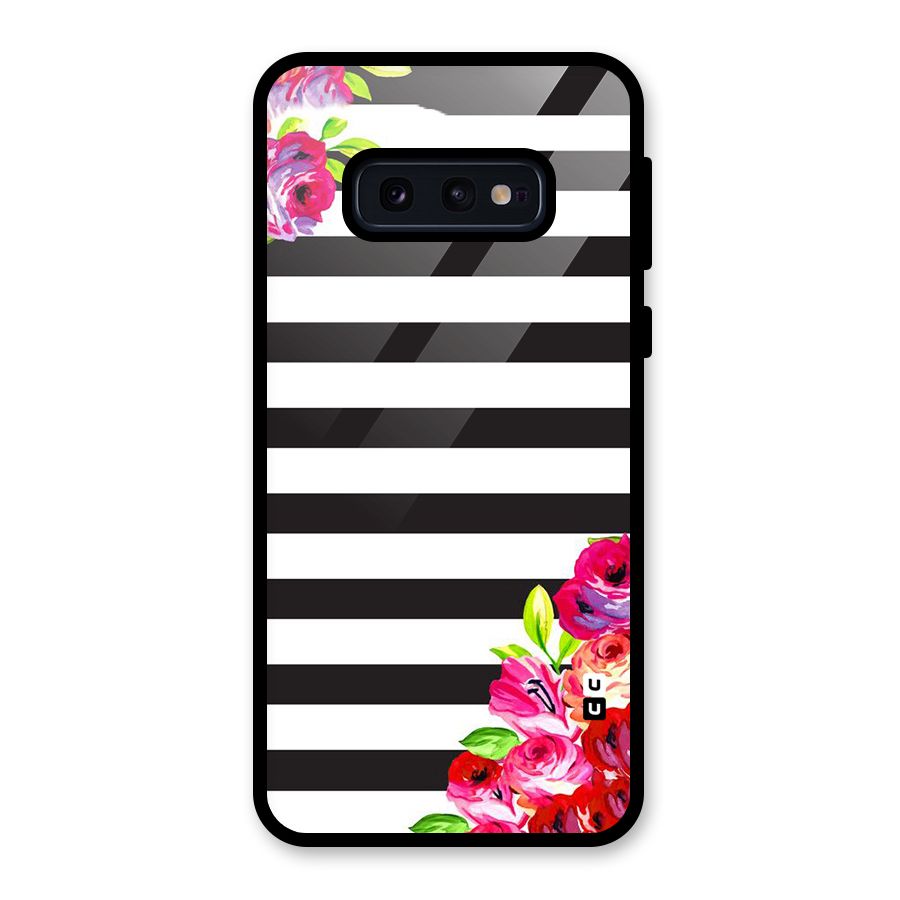 Floral Stripes Glass Back Case for Galaxy S10e