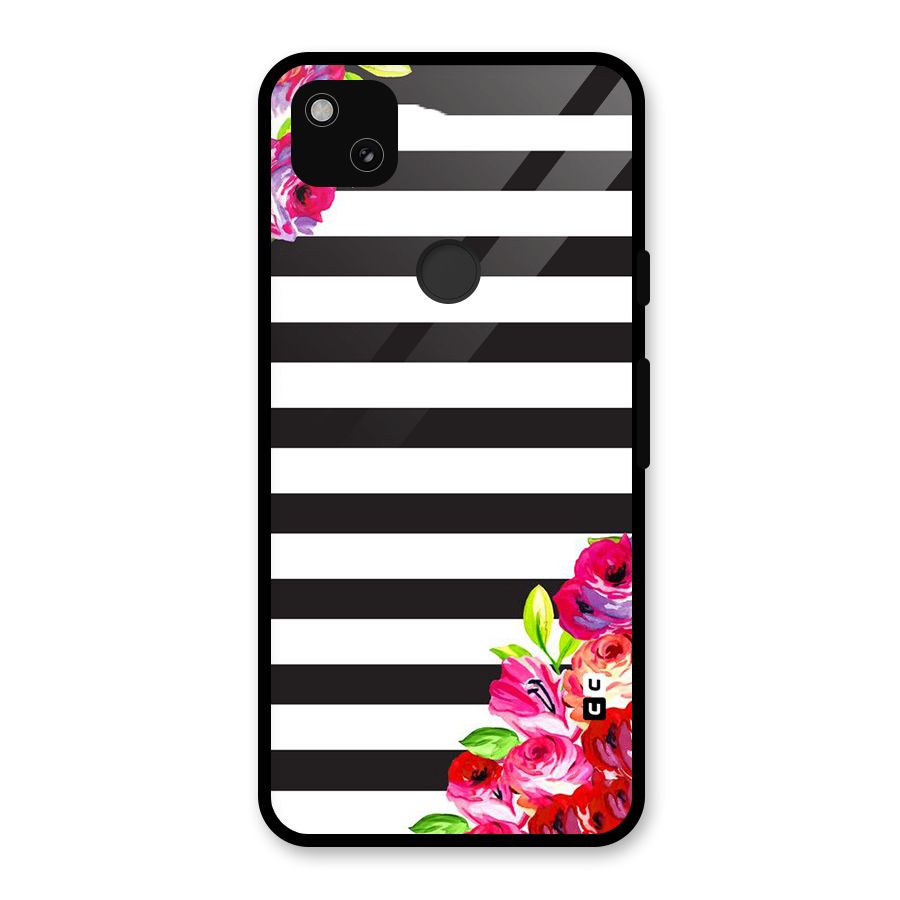Floral Stripes Glass Back Case for Google Pixel 4a
