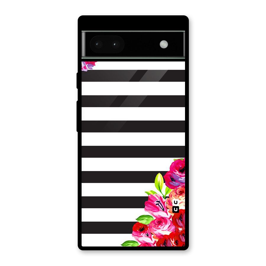 Floral Stripes Glass Back Case for Google Pixel 6a